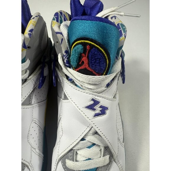 Nike Air Jordan 8 Retro Shoes Womens Size 7 White Aqua Teal Yellow CI1236-100 - Picture 4 of 10